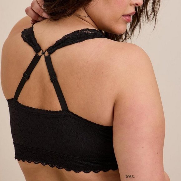 NWT TORRID BRALETTE UNLINED 4-WAY STRETCH BLACK LACE - AMAZING SUPPORT & COMFORT - Picture 2 of 10